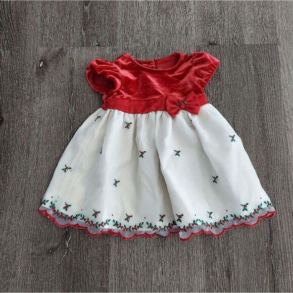 Beautiful Holiday Christmas Dress - Baby Infant Girl Size 6-9 Months Red Velvet - Picture 1 of 5